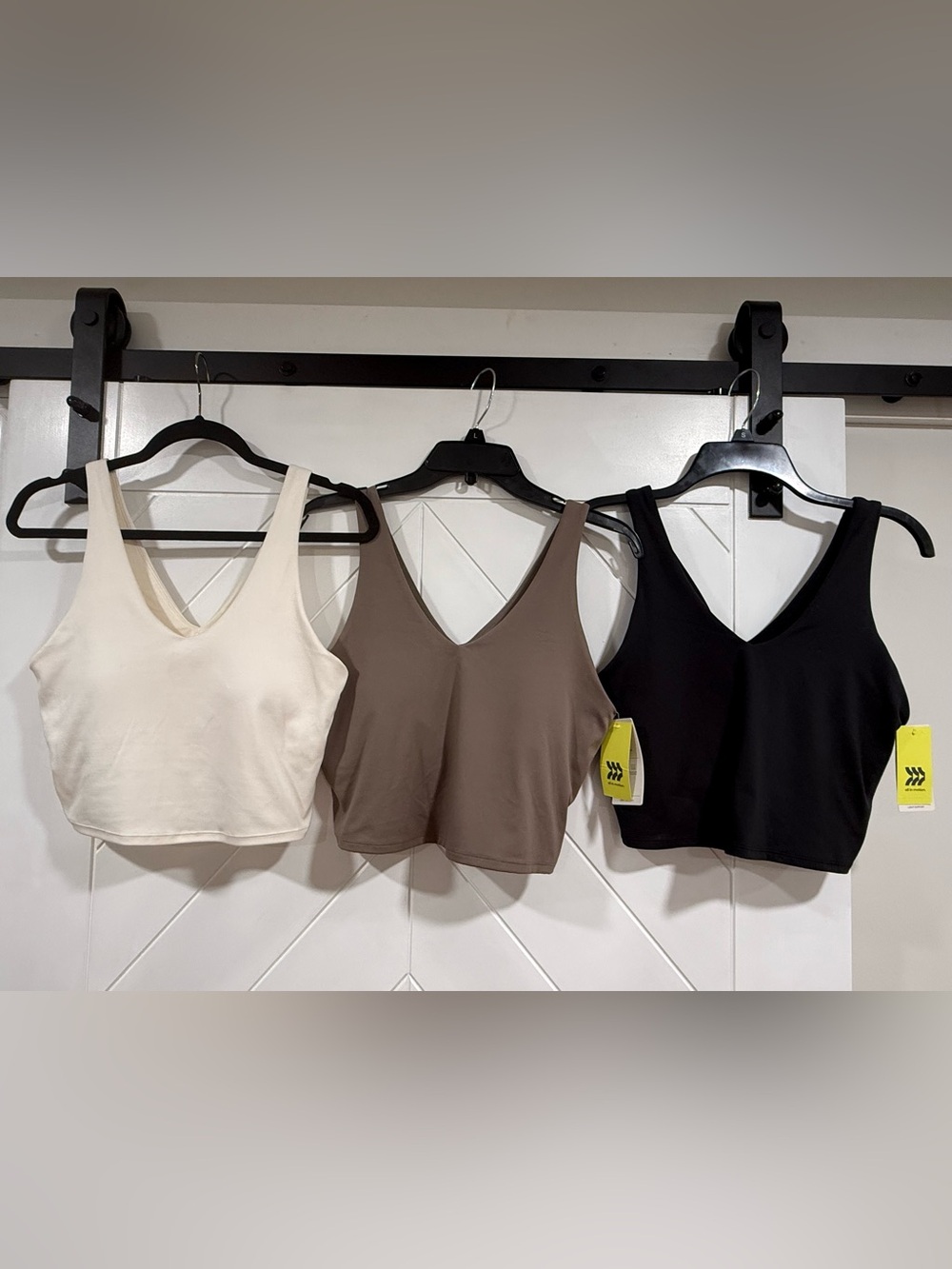 All in Motion Flex V-Neck Crop Bra - Set of 3 - Size Large
